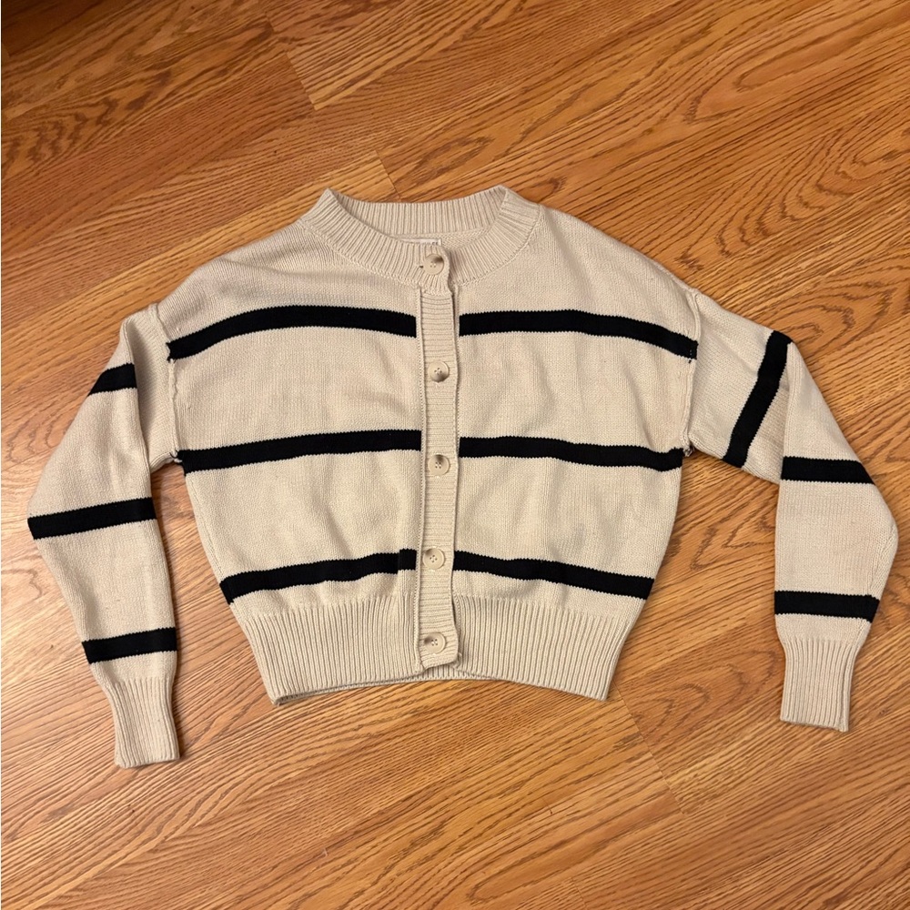 Striped Beige and Black Women's Sweater